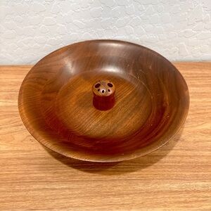 Vintage Walnut Wood Nut Bowl Vermillion USA Mid Century 10” USA Made Bowl Only